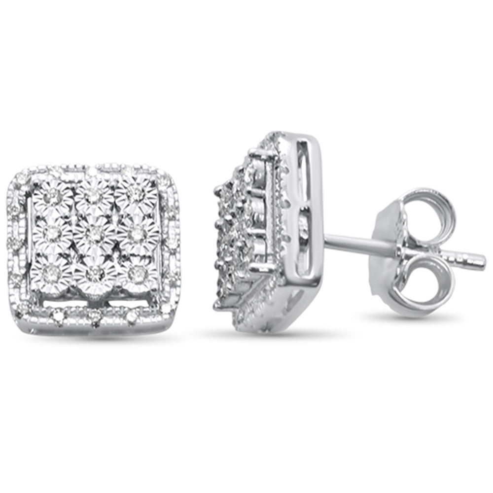 Muse Jewelry .20ct 10K White Gold Diamond Square Stud Earrings