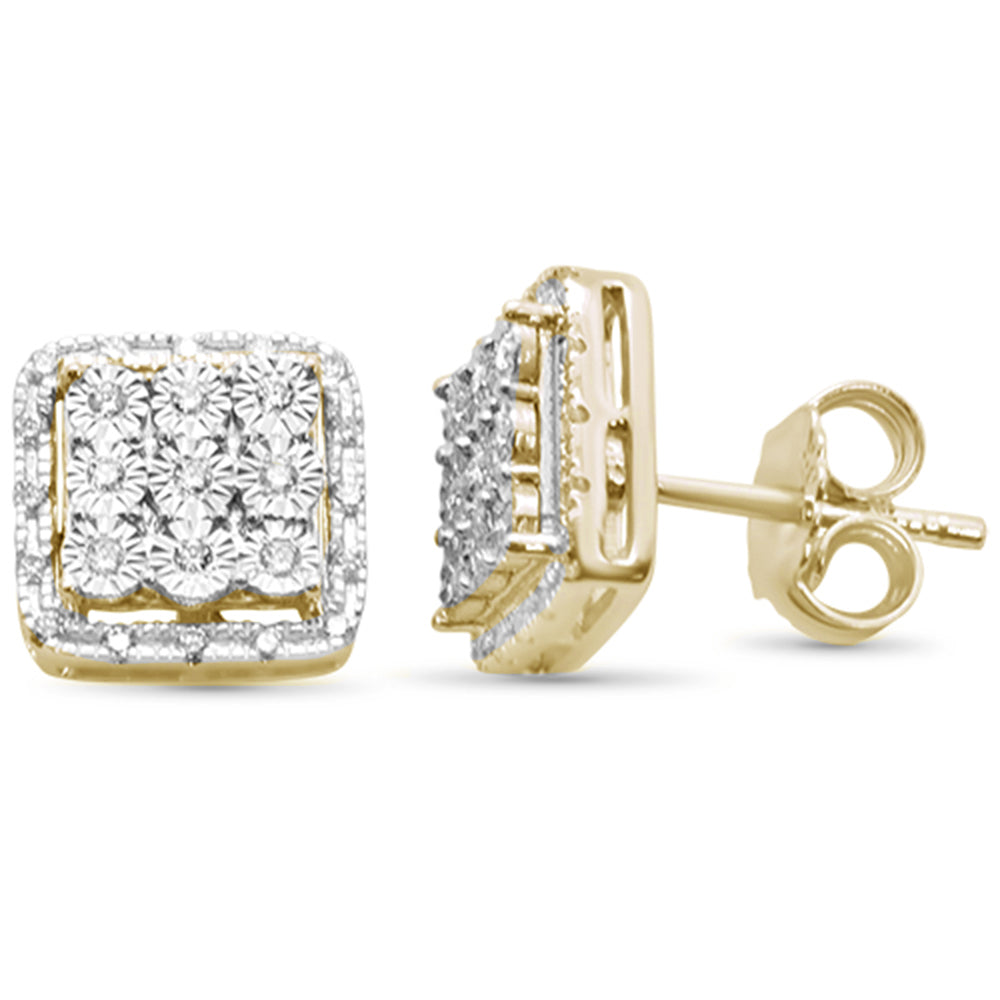 Muse Jewelry .20ct 10K Yellow Gold Diamond Square Stud Earrings