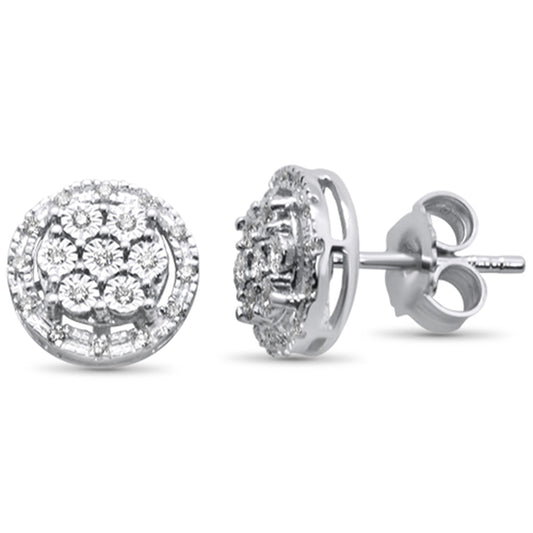 Muse Jewelry .15ct 10K White Gold Diamond Round Stud Earrings