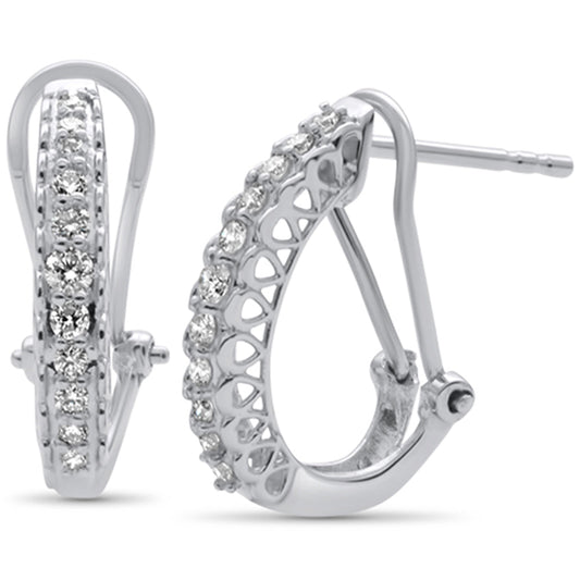 Muse Jewelry .25ct 14K White Gold Diamond Round J Huggie Hoop Earrings