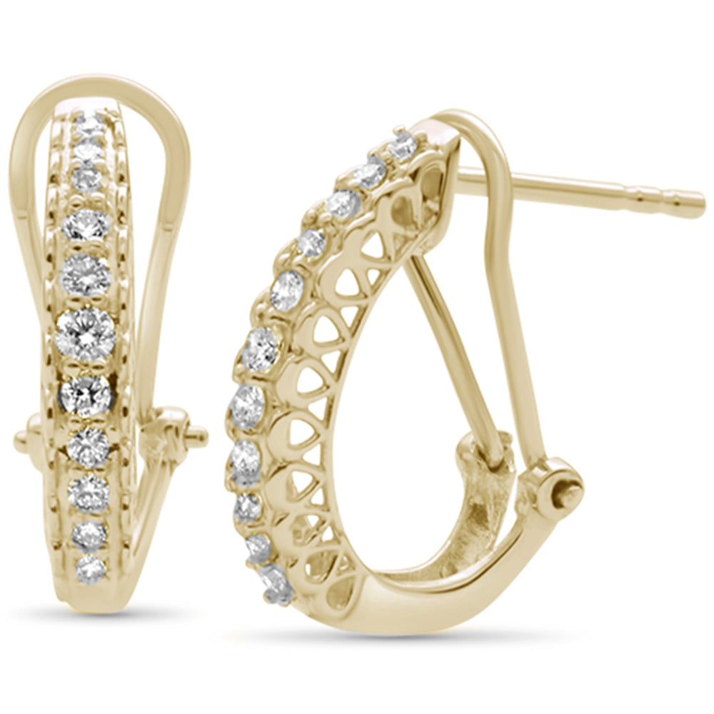 Muse Jewelry .25ct 14K Yellow Gold Diamond Round J Huggie Hoop Earrings