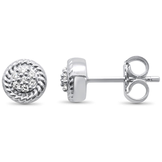 Muse Jewelry .10ct 10K White Gold Diamond Round Stud Earrings