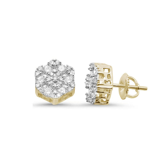 Muse Jewelry .49ct 14K Yellow Gold Snowflake Stud Diamond Earrings