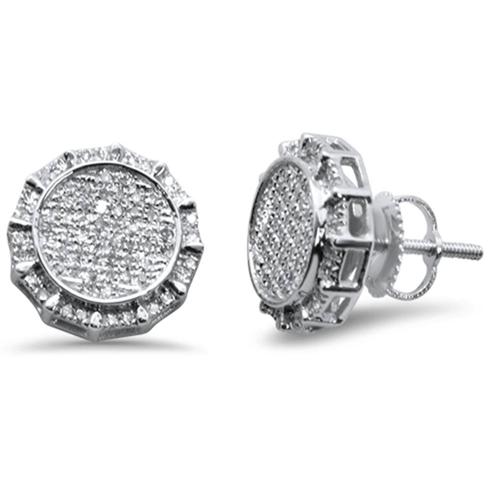 Muse Jewelry .34ct G SI 10k White Gold Round Micro Pave Diamond Stud Earrings