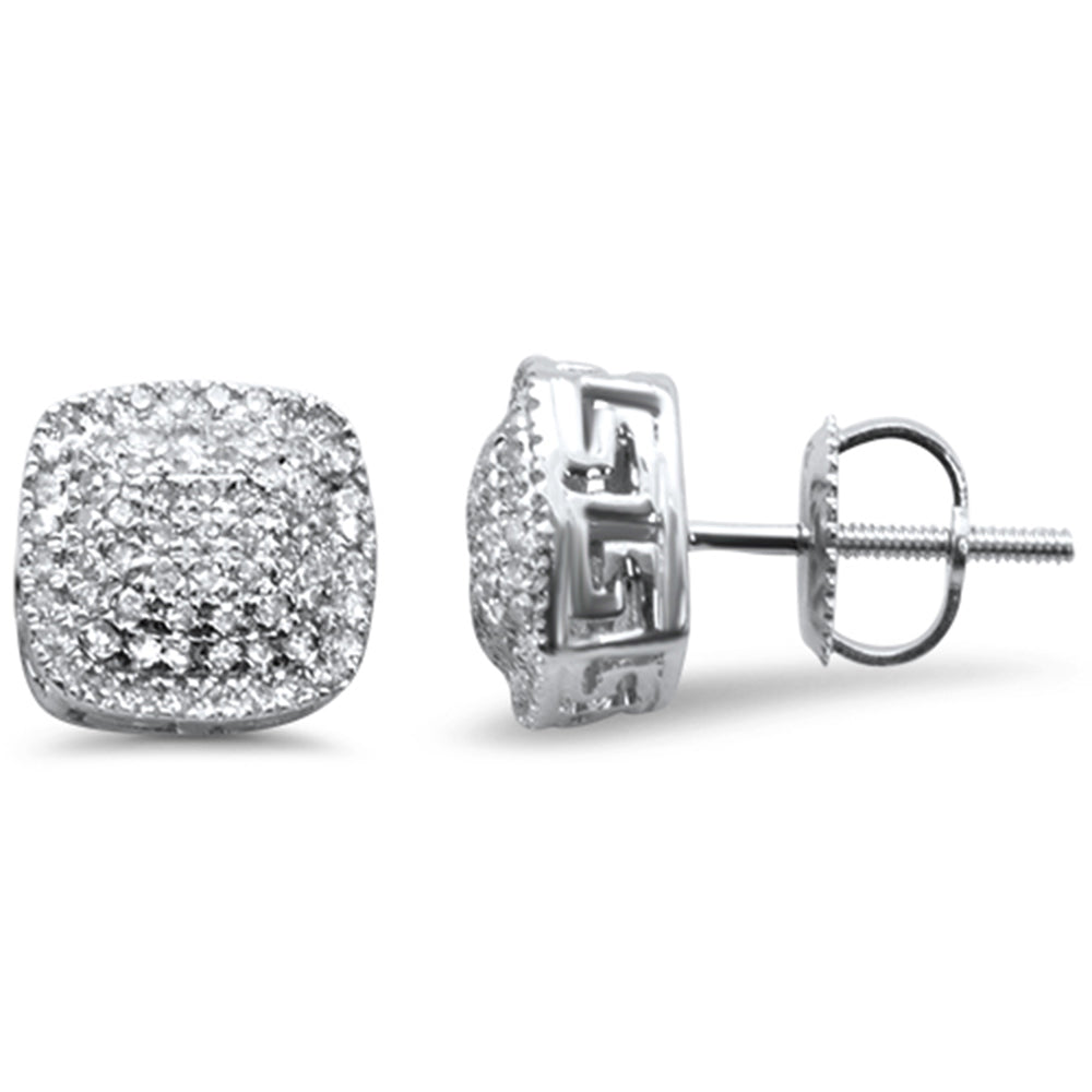 Muse Jewelry .37ct G SI 10K White Gold Square Micro Pave Diamond Stud Earrings