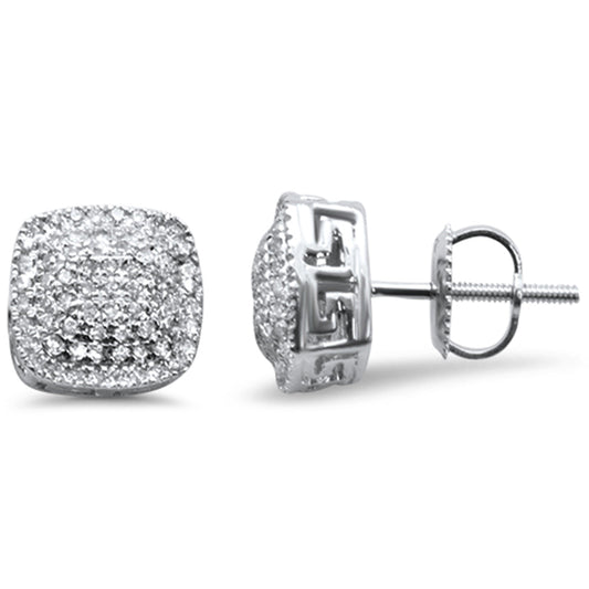 Muse Jewelry .37ct G SI 10K White Gold Square Micro Pave Diamond Stud Earrings