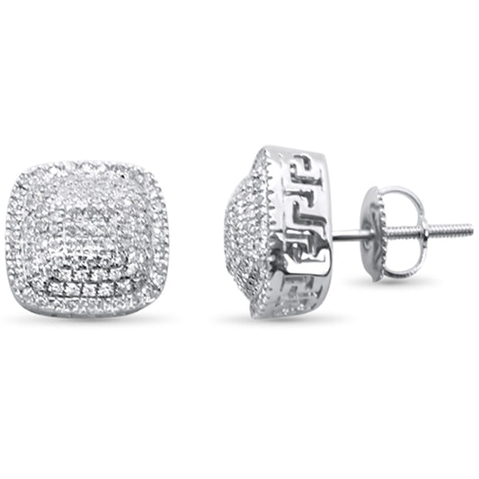 Muse Jewelry .49ct G SI 10K White Gold Square Micro Pave Diamond Stud Earrings