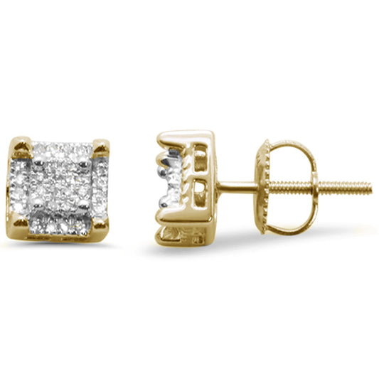 Muse Jewelry .15ct G SI 10K Yellow Gold Diamond Square Stud Earrings