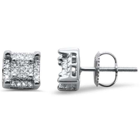 Muse Jewelry .15ct G SI 10K White Gold Square Diamond Stud Earrings