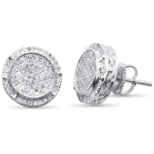 Muse Jewelry .36ct G SI 10K White Gold Round Micro Pave Diamond Stud Earrings
