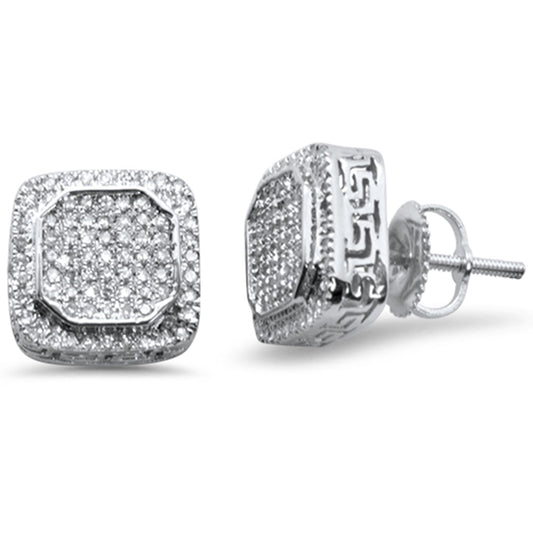 Muse Jewelry .42ct G SI 10K White Gold Square Micro Pave Diamond Stud Earrings