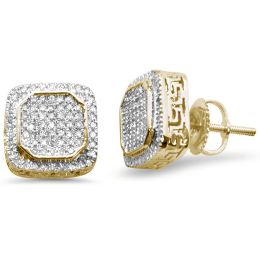 Muse Jewelry .41ct G SI 10K Yellow Gold Square Micro Pave Diamond Stud Earrings