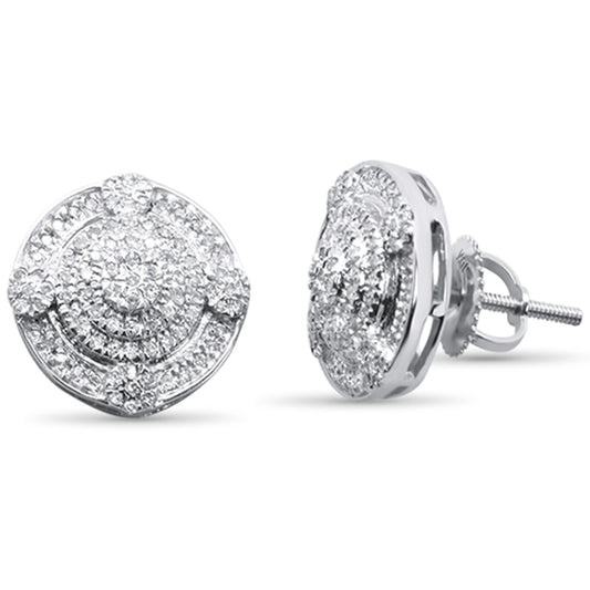Muse Jewelry .32ct G SI 10K White Gold Round Micro Pave Diamond Stud Earrings