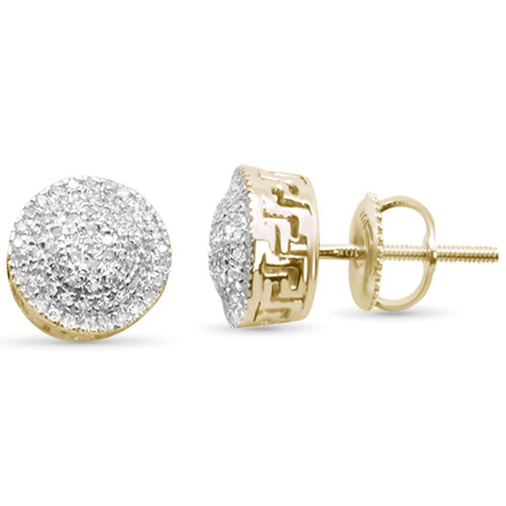 Muse Jewelry .24ct G SI 10K Yellow Gold Round Diamond Micro Pave Greek Key Design Stud Earrings