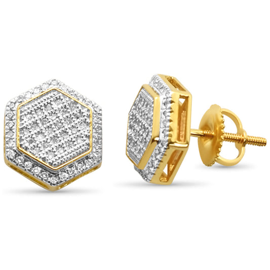 Muse Jewelry .27ct G SI 10K Yellow Gold Sextagon Shape Micro Pave Diamond Earrings