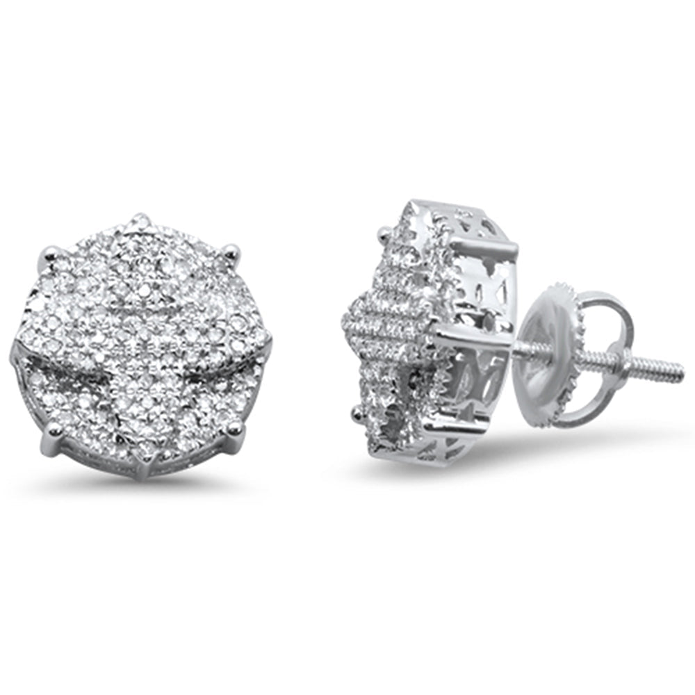 Muse Jewelry .32ct G SI 10K White Gold Raised Clover Diamond Micro Pave Stud Earrings