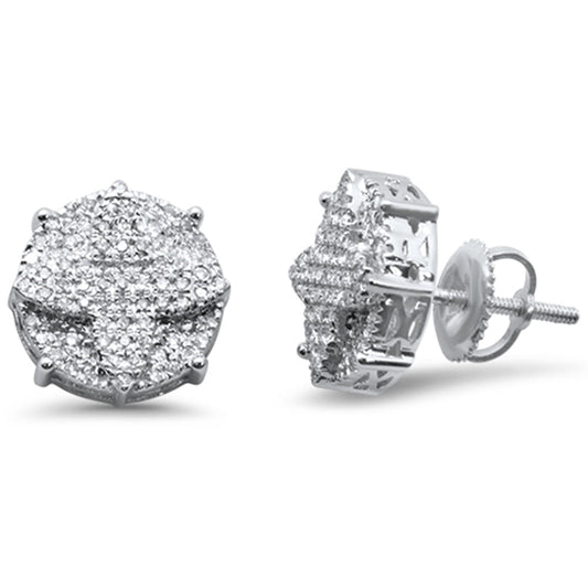 Muse Jewelry .32ct G SI 10K White Gold Raised Clover Diamond Micro Pave Stud Earrings