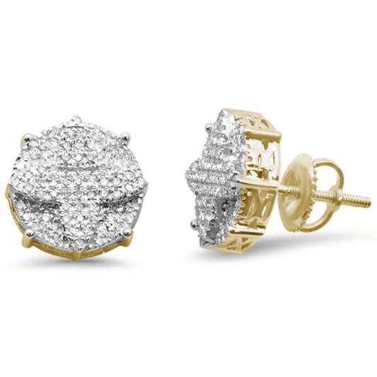 Muse Jewelry .33ct G SI 10K Yellow Gold Raised Clover Diamond Micro Pave Stud Earrings