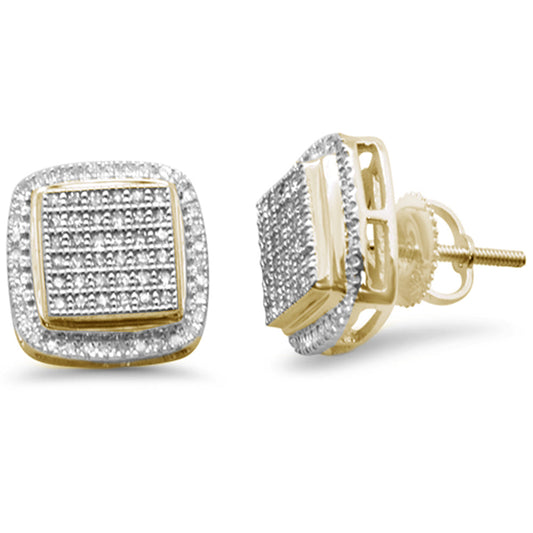 Muse Jewelry .32ct G SI 10K Yellow Gold Square Shape Diamond Micro Pave Stud Earrings