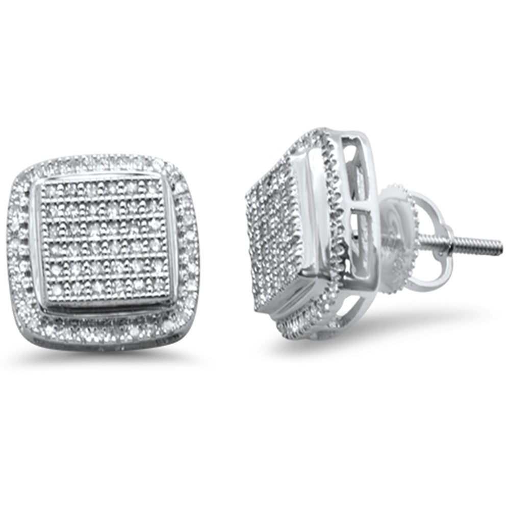 Muse Jewelry .32ct G SI 10K White Gold Square Shape Diamond Micro Pave Stud Earrings
