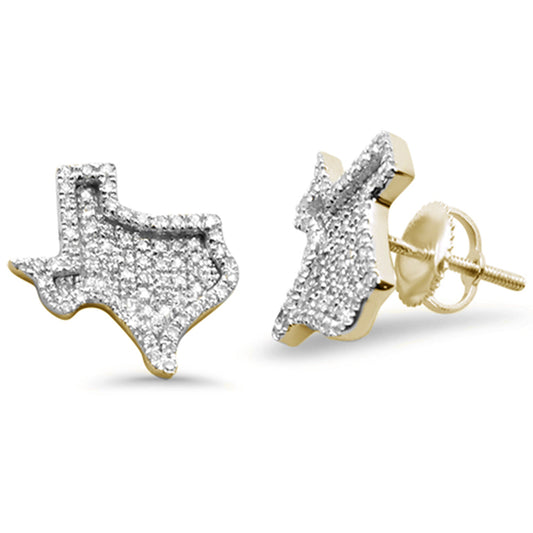 Muse Jewelry .32ct G SI 10K Yellow Gold "Texas" Shape Diamond Micro Pave Stud Earrings