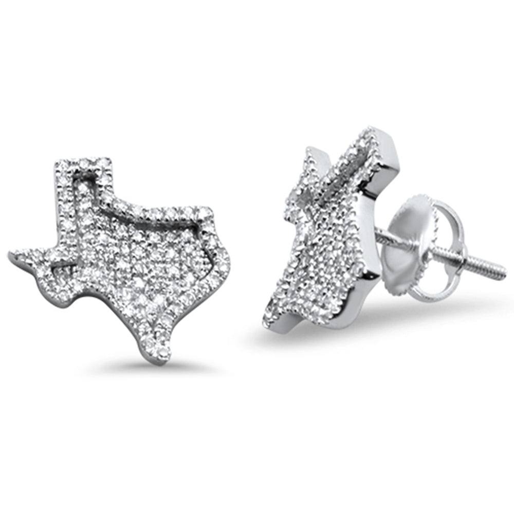 Muse Jewelry .34ct G SI 10K White Gold Texas Shape Diamond Micro Pave Stud Earrings