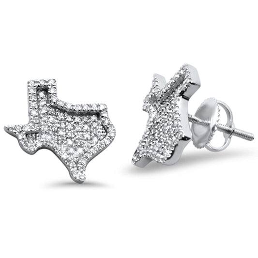 Muse Jewelry .34ct G SI 10K White Gold Texas Shape Diamond Micro Pave Stud Earrings