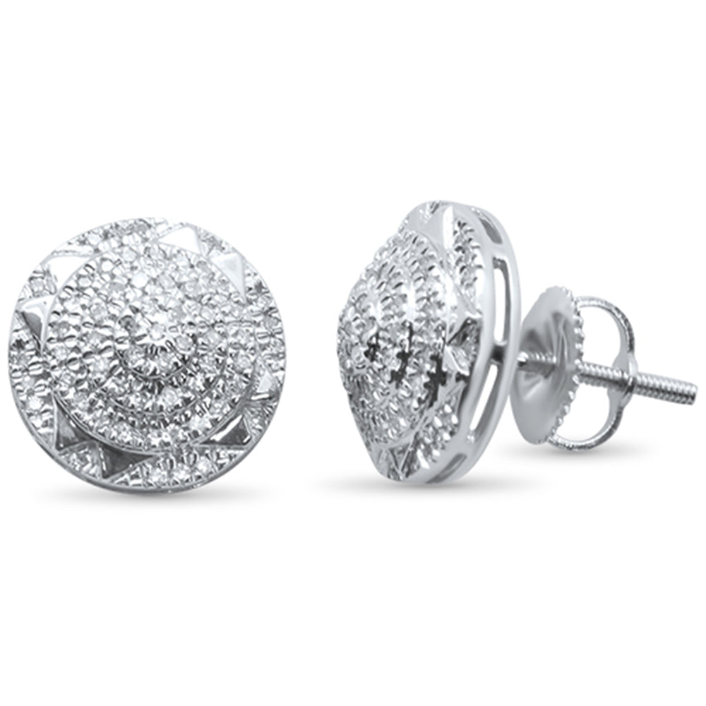 Muse Jewelry .24ct G SI 10K White Gold Round Diamond Micro Pave Stud Earrings