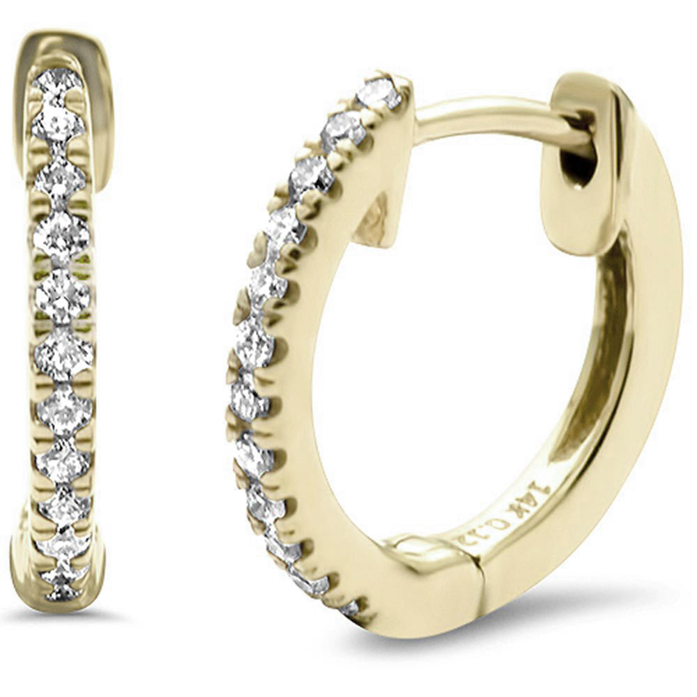 Muse Jewelry .12ct F SI 14K Yellow Gold Diamond Hoop Huggie Earrings