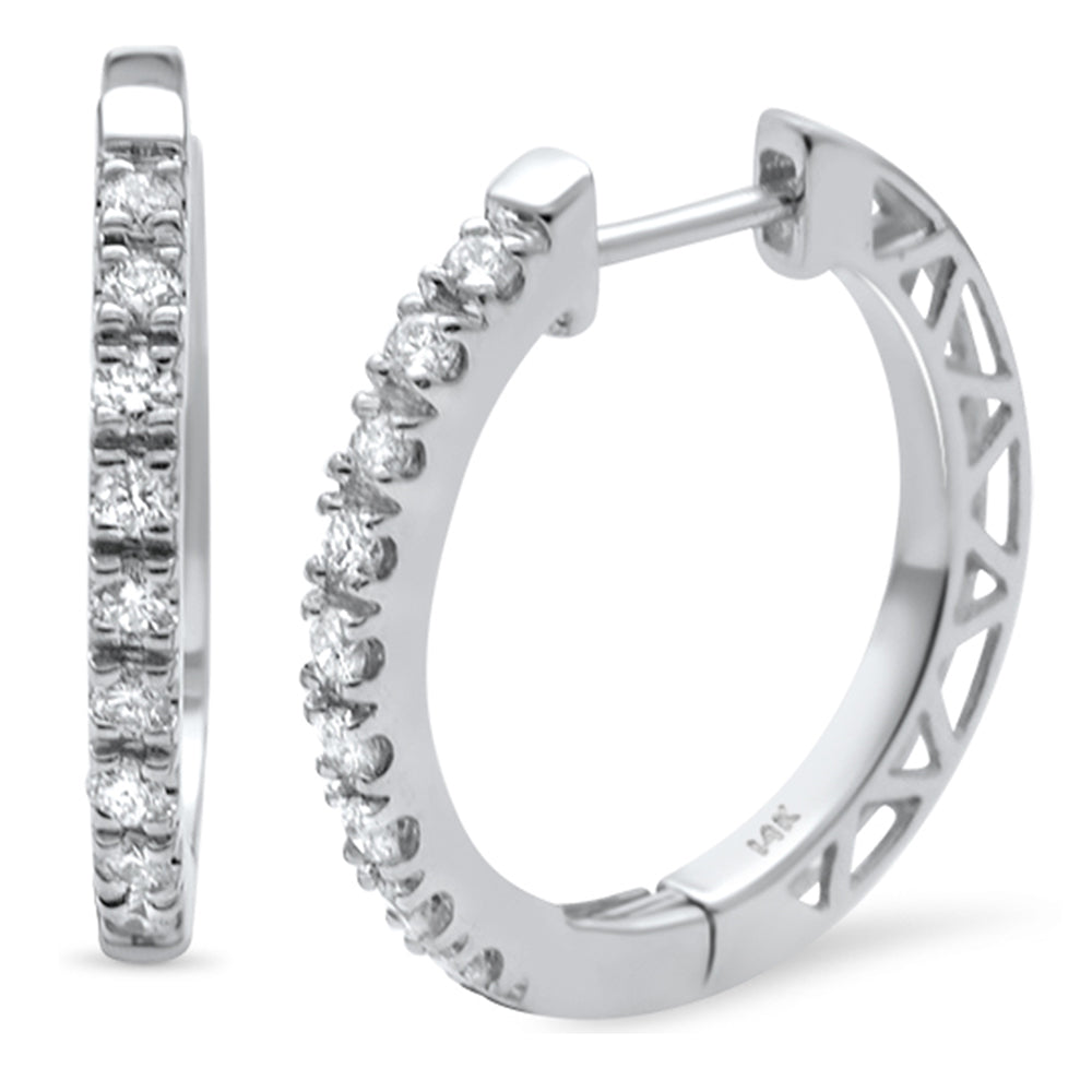 Muse Jewelry .27ct 14K White Gold Diamond Hoop Huggie Earrings