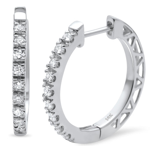Muse Jewelry .27ct 14K White Gold Diamond Hoop Huggie Earrings