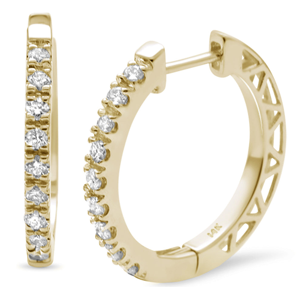 Muse Jewelry .25ct 14K Yellow Gold Diamond Hoop Huggie Earrings