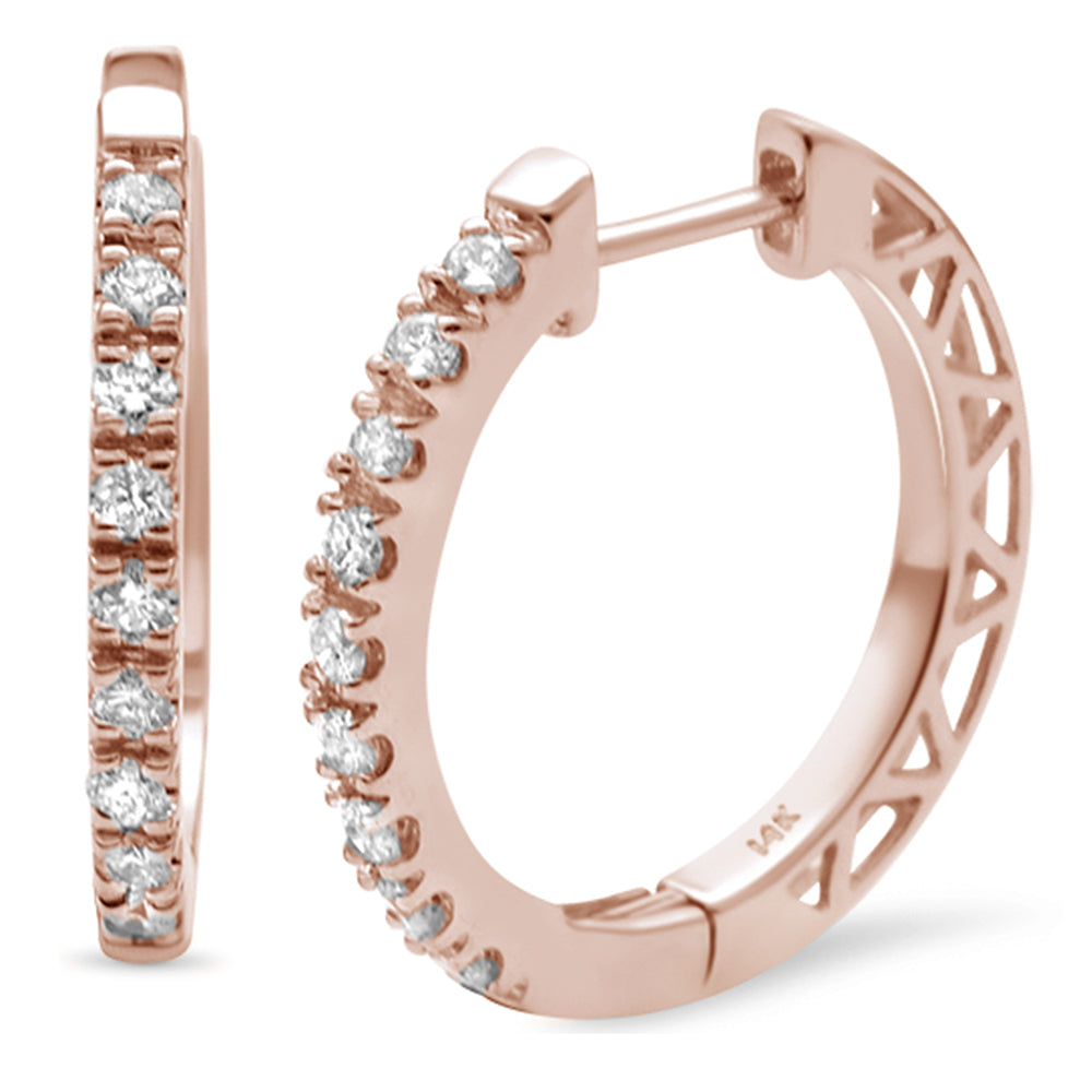 Muse Jewelry .25ct F SI 14K Rose Gold Diamond Hoop Huggie Earrings