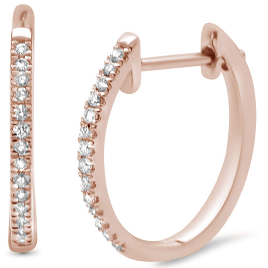 Muse Jewelry .12ct 14K Rose Gold Diamond Hoop Huggie Earrings