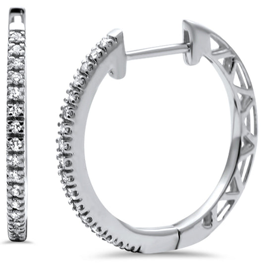 Muse Jewelry .10ct 14K White Gold Diamond Hoop Huggie Earrings