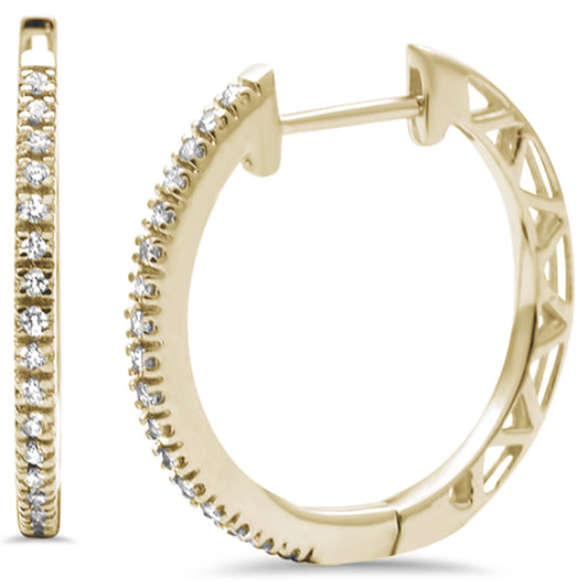 Muse Jewelry .10ct 14K Yellow Gold Diamond Hoop Huggie Earrings