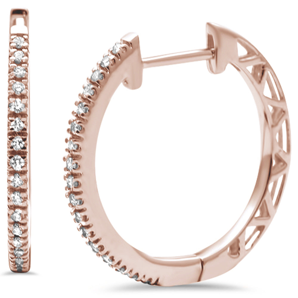 Muse Jewelry .10ct 14K Rose Gold Diamond Hoop Huggie Earrings