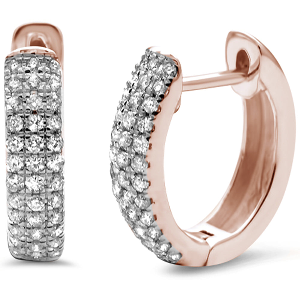 Muse Jewelry .25ct 14K Rose Gold Diamond Hoop Huggie Earrings