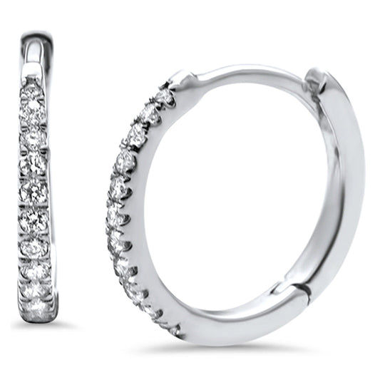 Muse Jewelry .11ct 14K White Gold Diamond Hoop Huggie Earrings