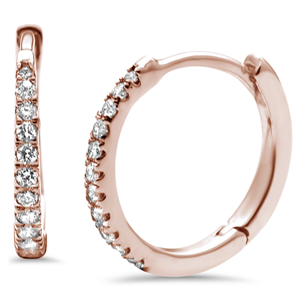 Muse Jewelry .11ct 14K Rose Gold Diamond Hoop Huggie Earrings