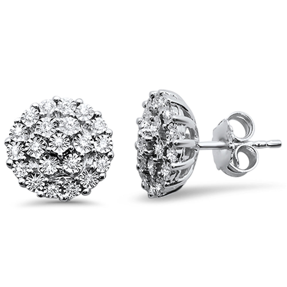 Muse Jewelry .25ct 10K White Gold Micro Pave Iced Out Stud Earrings