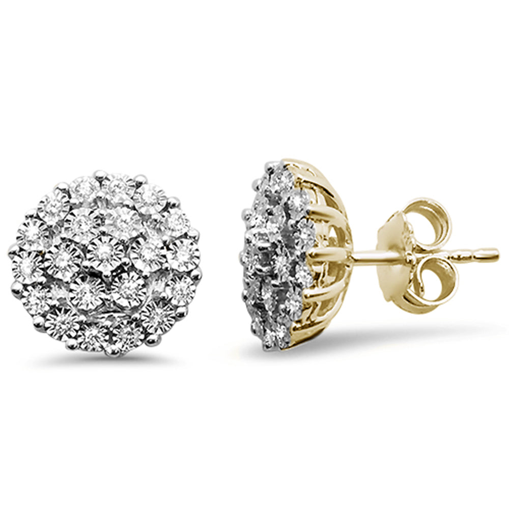 Muse Jewelry .25ct 10K Yellow Gold Diamond Micro Pave Iced Out Stud Earrings