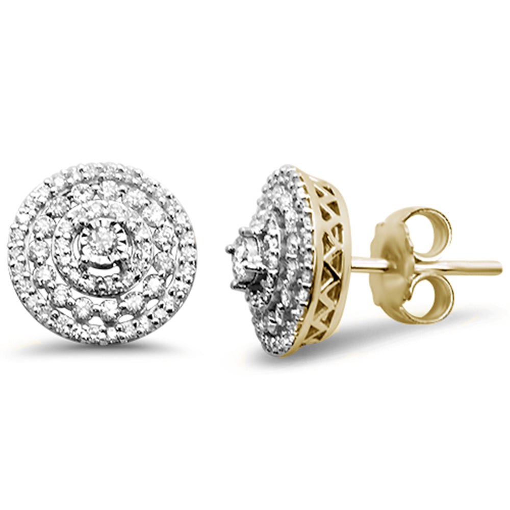 Muse Jewelry .50ct 10K Yellow Gold Diamond Micro Pave Iced Out Stud Earrings