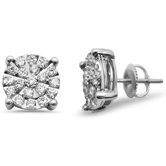 Muse Jewelry 1.02ct G SI 14K White Gold Round Diamond Micro Pave Stud Earrings