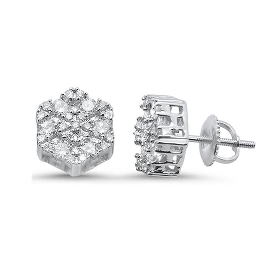 Muse Jewelry 1.05ct G SI 14K White Gold Diamond Snowflake Stud Earrings