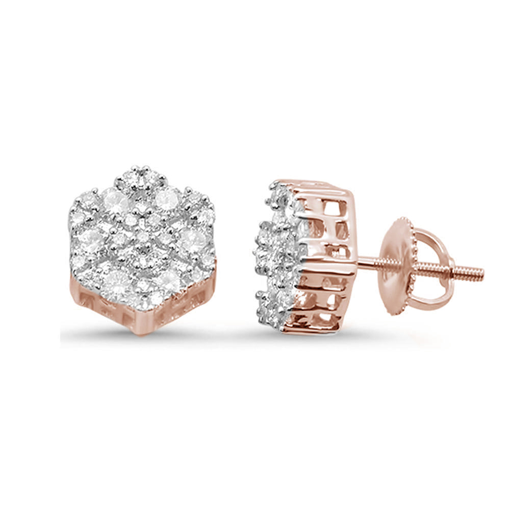 Muse Jewelry 1.04ct G SI 14K Rose Gold Diamond Flower Stud Earrings