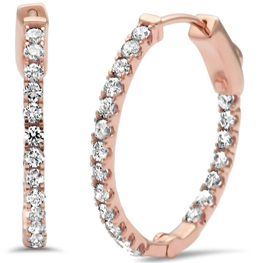 Muse Jewelry 1.06ct G SI 14K Rose Gold Diamond Hoop Earrings