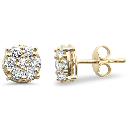 Muse Jewelry .62ct G SI 14K Yellow Gold Diamond Flower Stud Earrings