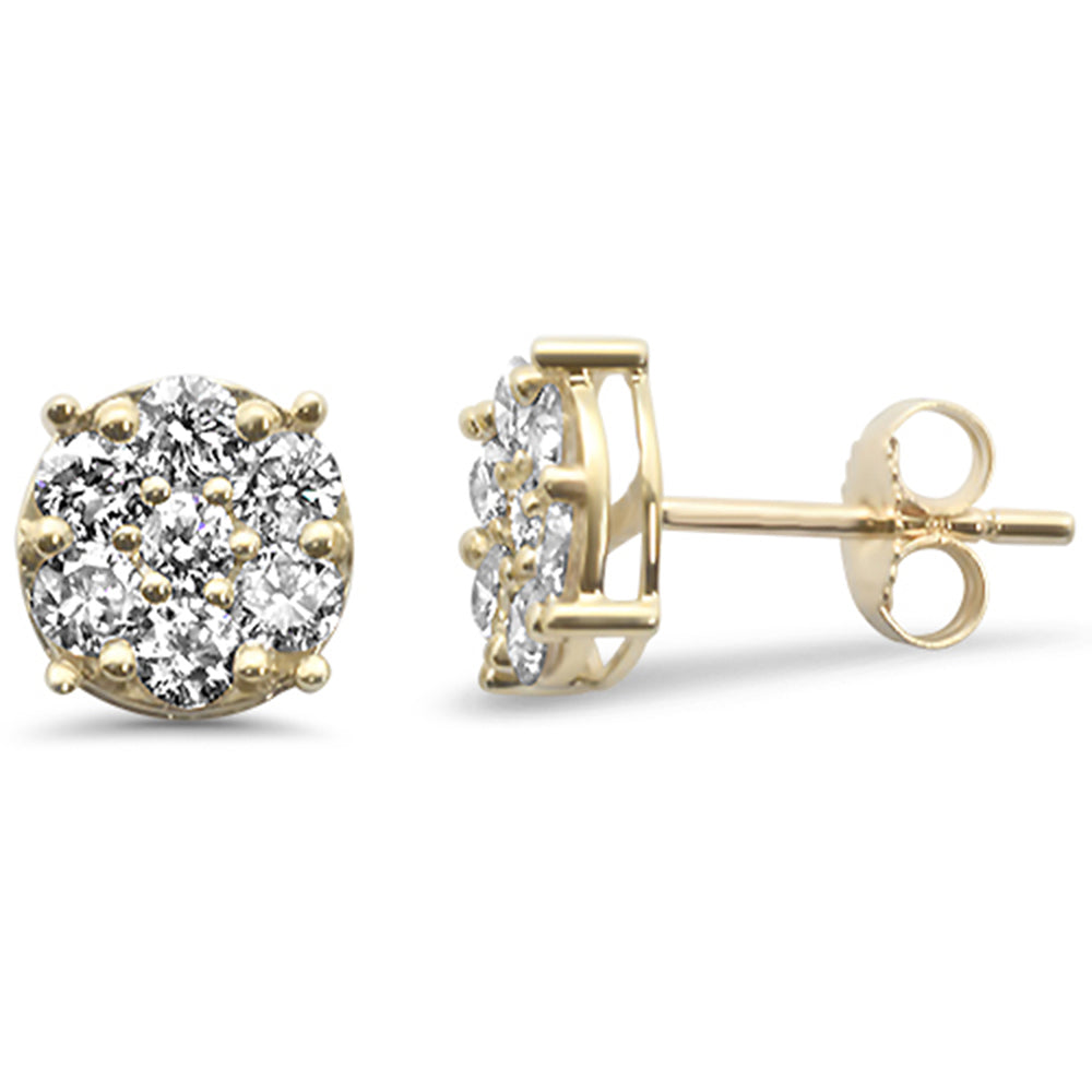 Muse Jewelry 1.03ct G SI 14K Yellow Gold Diamond Flower Stud Earrings