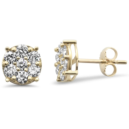 Muse Jewelry 1.03ct G SI 14K Yellow Gold Diamond Flower Stud Earrings